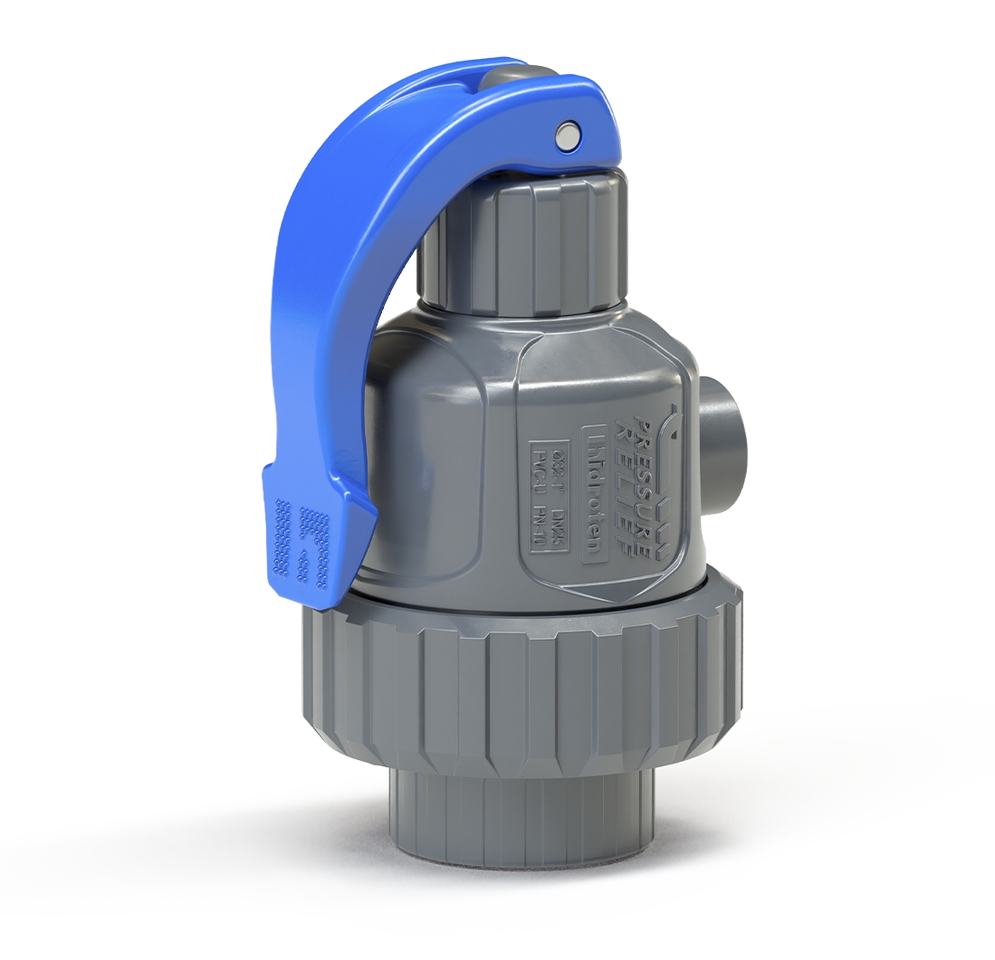 Pressure relief valve solvent socket outlet